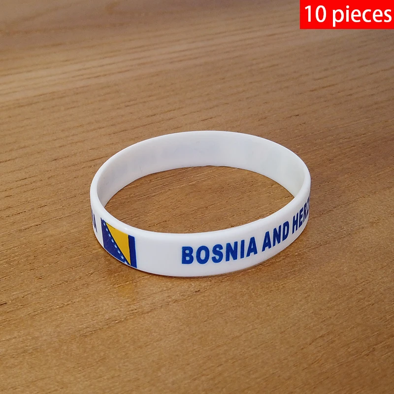 10шт Гривни с националния флаг на Босна и Херцеговина, Спортен силиконов гривна, гумена лента, Запомнящо Моден Аксесоар
