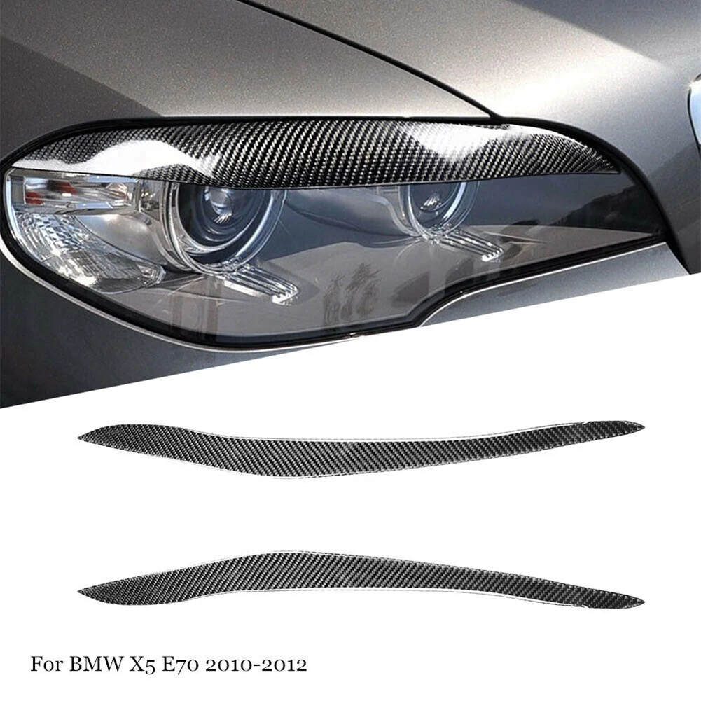 2 бр. За BMW 5 series E70 2010-2012, 2 бр., тампон върху клепачите фарове, изработени от въглеродни влакна, тампон за вежди, Дубликат част на автомобила