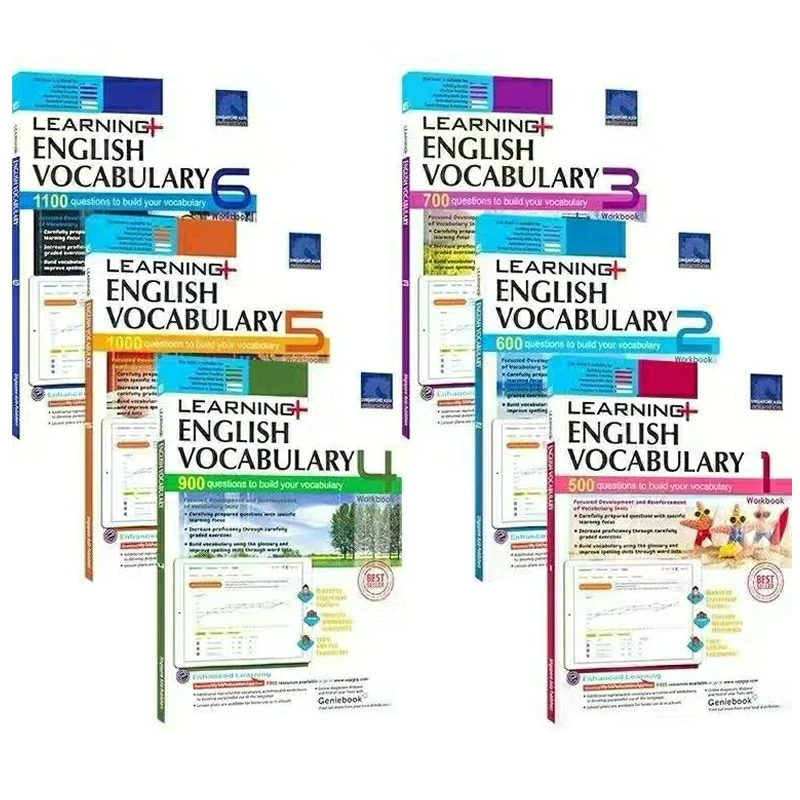 6 Книги / Комплект нови издания Сингапур речник Английски SAP Изучаване речник Домашна работа по лексика за 1-6 клас