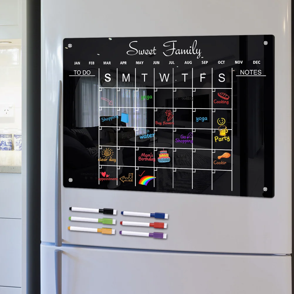 Акрилна бяла дъска за хладилник за магнитни, сухо изтриване, планер хладилника, Ежедневно планиране, Седмично кухня