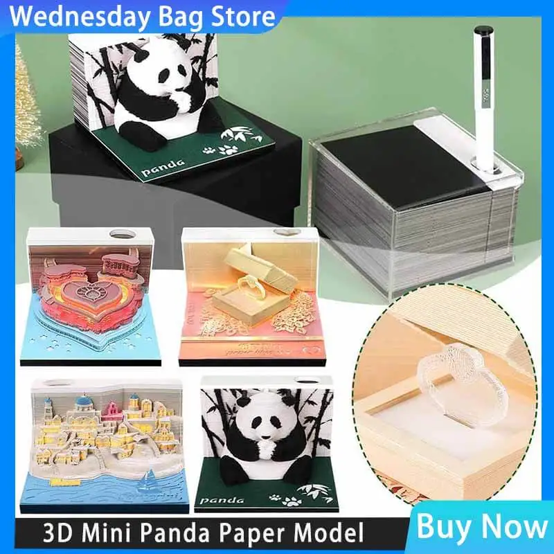 Бележник 3D Mini Panda Книжен модел 217 Листа от Бележник за водене на записки Сладък бележник за водене на записки 3D бележник за водене на записки Подаръци за деца