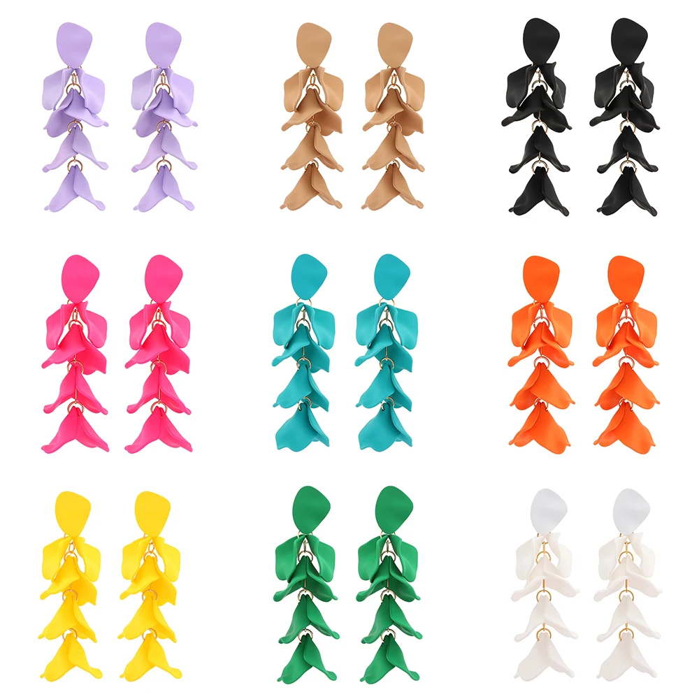 Богемное изявление Лепестковые листата на Висящи Обеци За жени Цветни дизайнерски обеци, Дамски Аксесоари Подарък