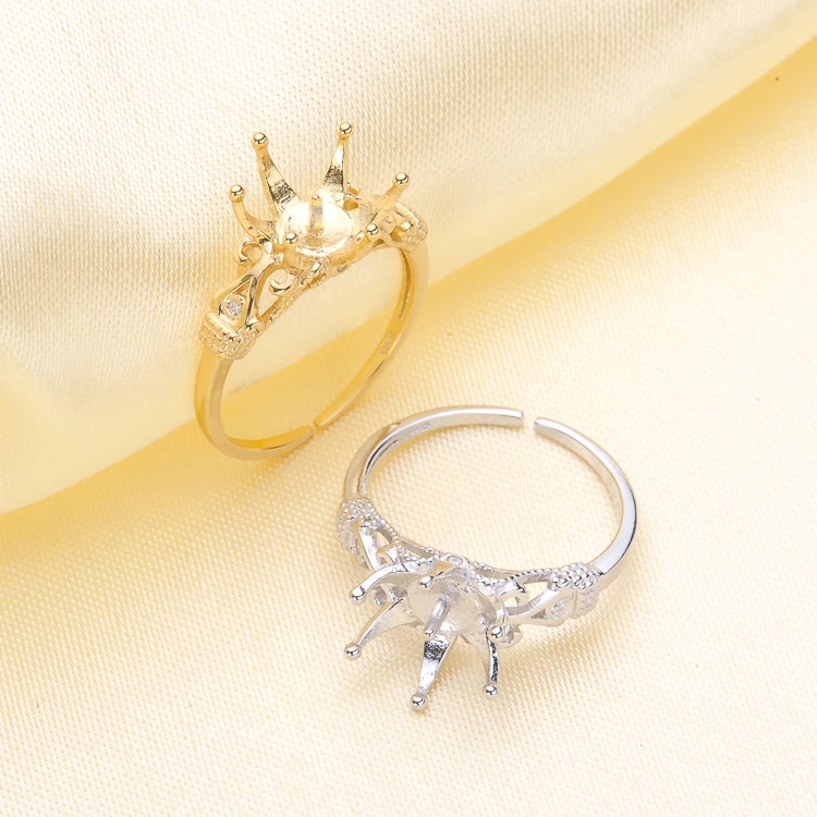 Дизайн на короната, държач за пръстени с перли, пръстени от сребро S925, Настройки, Дамски пръстени 