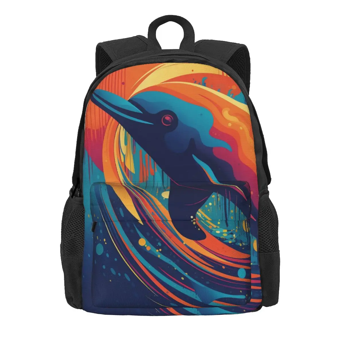 Илюстрация на раницата Dolphin Цветни Пътни раници Студентски дизайн Унисекс-Леки Ученически чанти Стилна раница