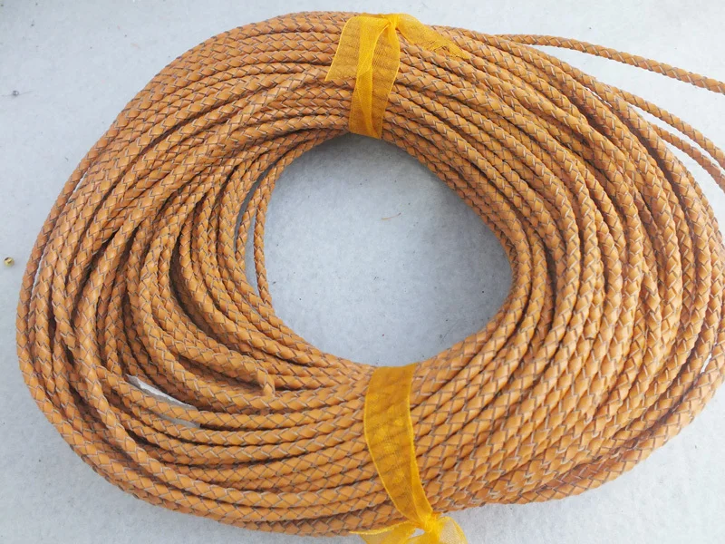 Модерен кафяв оплетена кожа кабел 50 м/ролка 3 мм, подходящ за колиета и гривни