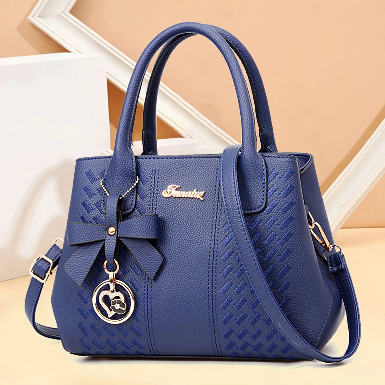 Модни однотонная чанта на едно рамо с лък, преносима ежедневна чанта-бандолера, женствена чанта през рамо с голям капацитет