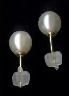 Обеци от бели перли с кръгла форма, 7-8 мм от злато 18 Карата