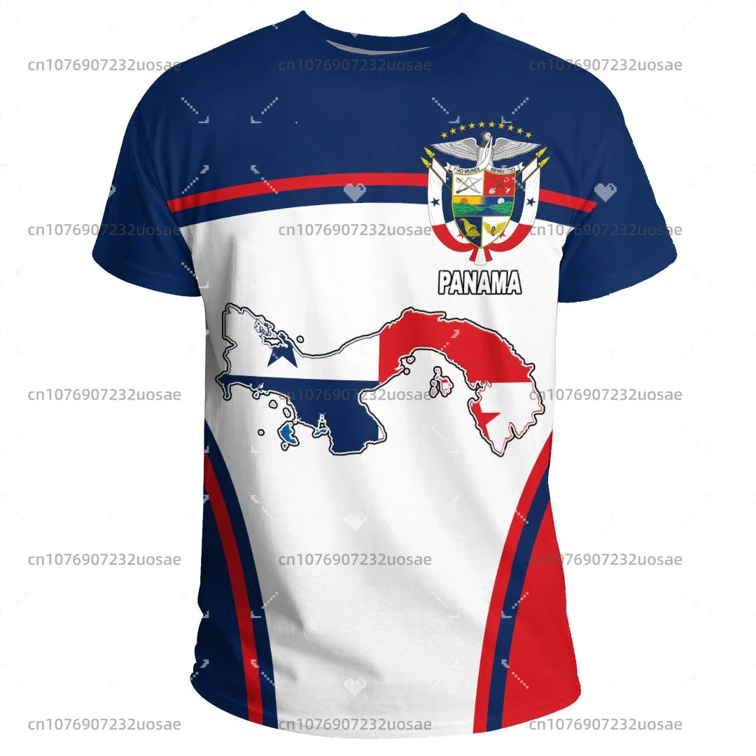 Пролетно-лятна Нова мъжка тениска с Флага на Панама, Ежедневна Мода Свободна тениска, Мъжки и дамски Тениска Оверсайз С кръгло деколте и къс ръкав
