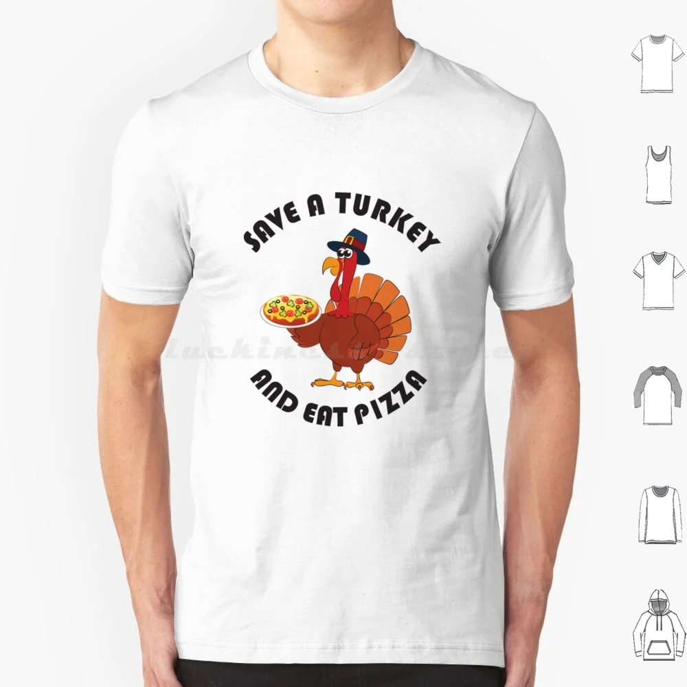 Спаси турция и яжте пица-Забавна тениска за Деня на благодарността, памучен мъжки женски с принтом 