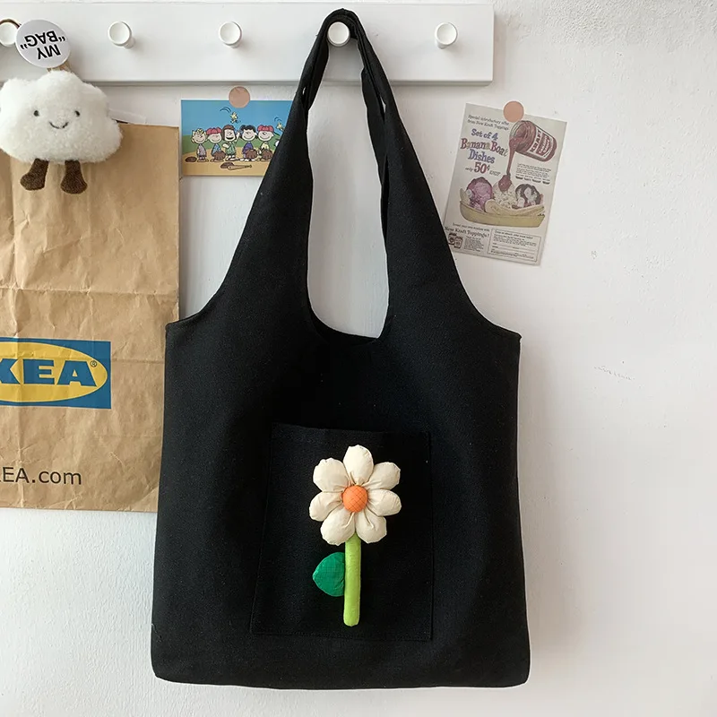 Чанти през рамо със свежи цветя, холщовая ежедневна чанта с голям капацитет за пазаруване
