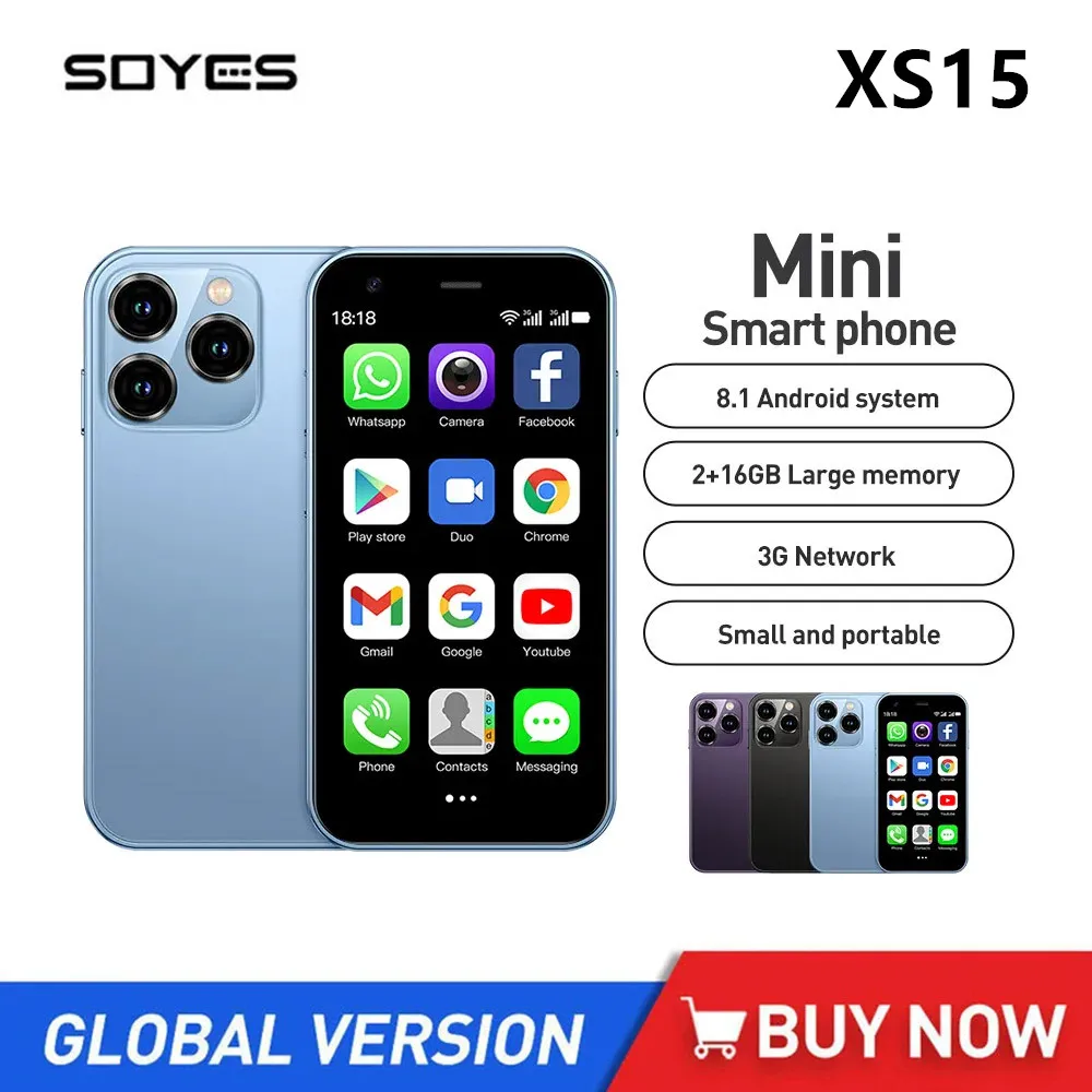 1/3/5/10 бр. SOYES XS15 Android 8.1 Мини-Смартфон, 3 инча 2 + GB 16 GB С Две СИМ карти 3G Малък Мобилен телефон на Google Play Store GPS Едро