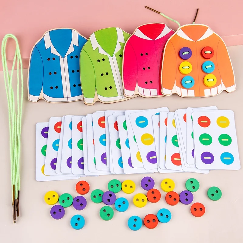 1 Пакет Бебешки дрехи за ранно образование, продевание копчета в играта, учебни помагала по житейски умения, обучение шият копчета, детска настолна направи си Сам играчка