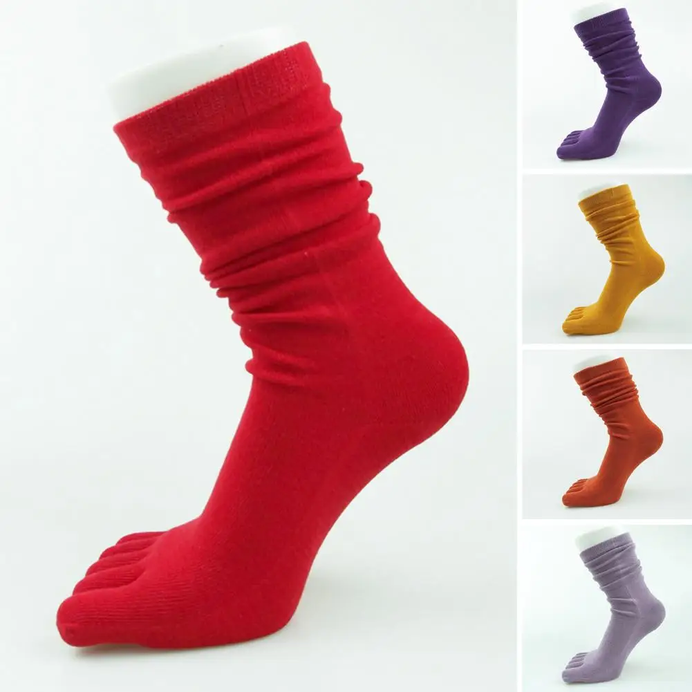 1 Чифт Високи Чорапи, Ултра Меки Дишащи Нескользящие Чорапи С Висока Еластичност, Запазването На Топлина, Обикновена Дълги Чорапи С Пет Пръста, Дамски Дрехи