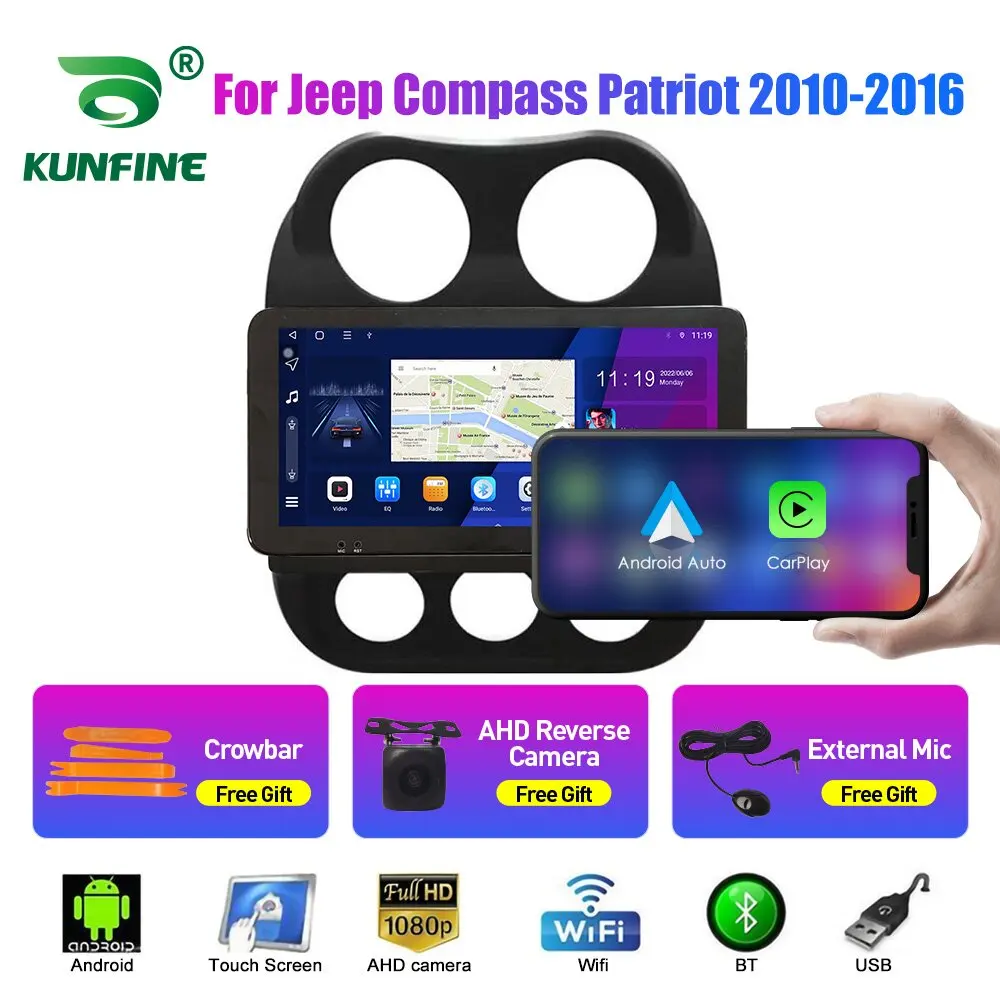 10,33 Инчов Автомобилен Радиоприемник За Jeep Patriot, Compass 10 2Din Android Восьмиядерный Кола Стерео DVD Плейър GPS Навигация QLED Екран Carplay