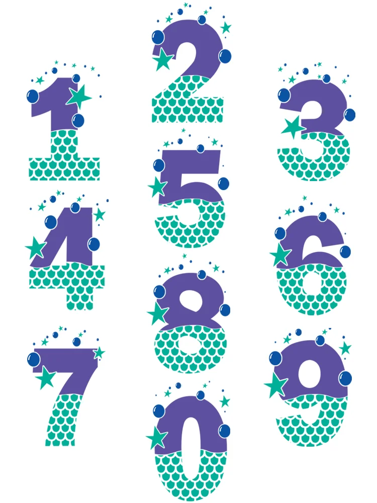 10 бр./лот люспи на русалка с цифри 0-9, залепена на желязо ленти за дрехи, термонаклейки за деца, всяка цифра-около 7 см