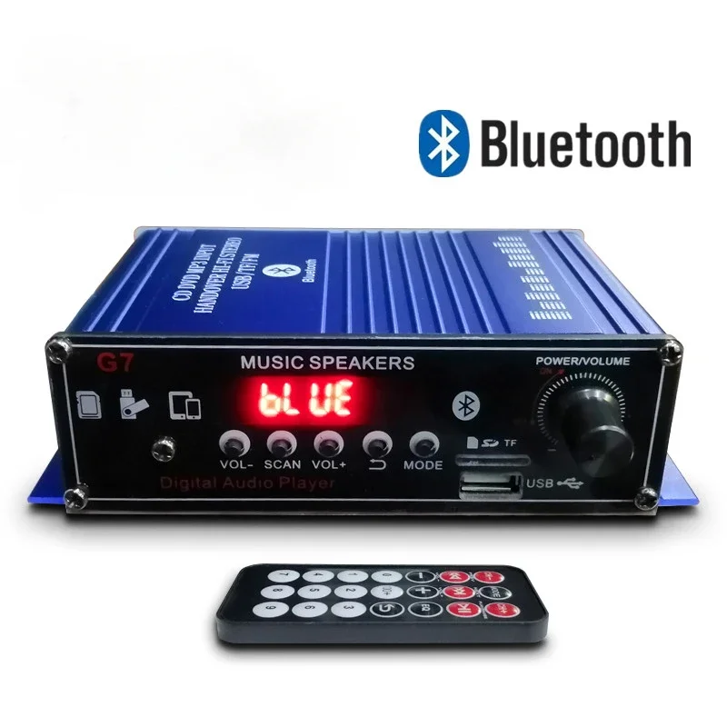 12V Мини усилвател Bluetooth високоговорители 20 W + 20 W Домашно автомобилно аудио оборудване за домашно музикален усилвател на високоговорители в автомобилна стерео уредба