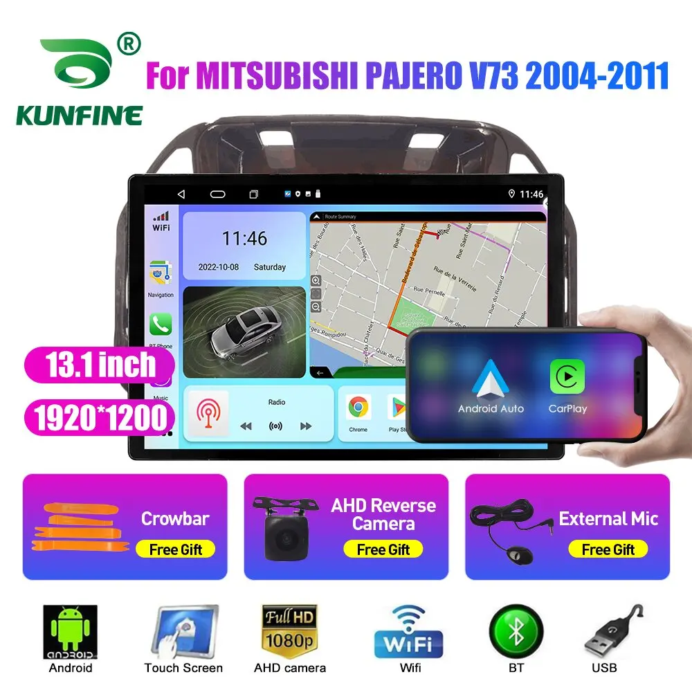 13,1-инчов Автомобилен Радиоприемник За MITSUBISHI PAJERO V73 04-11 Кола DVD GPS Навигация Стерео Carplay 2 Din Централна Мултимедиен Android Auto
