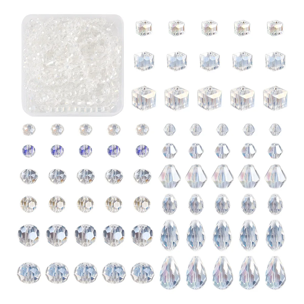 15 Стилове на Прозрачни Стъклени мъниста с покритие покритие Кубичен Каплевидный през Цялата Гривна от кристално стъкло с мъниста Огърлица Производство на бижута със собствените си ръце