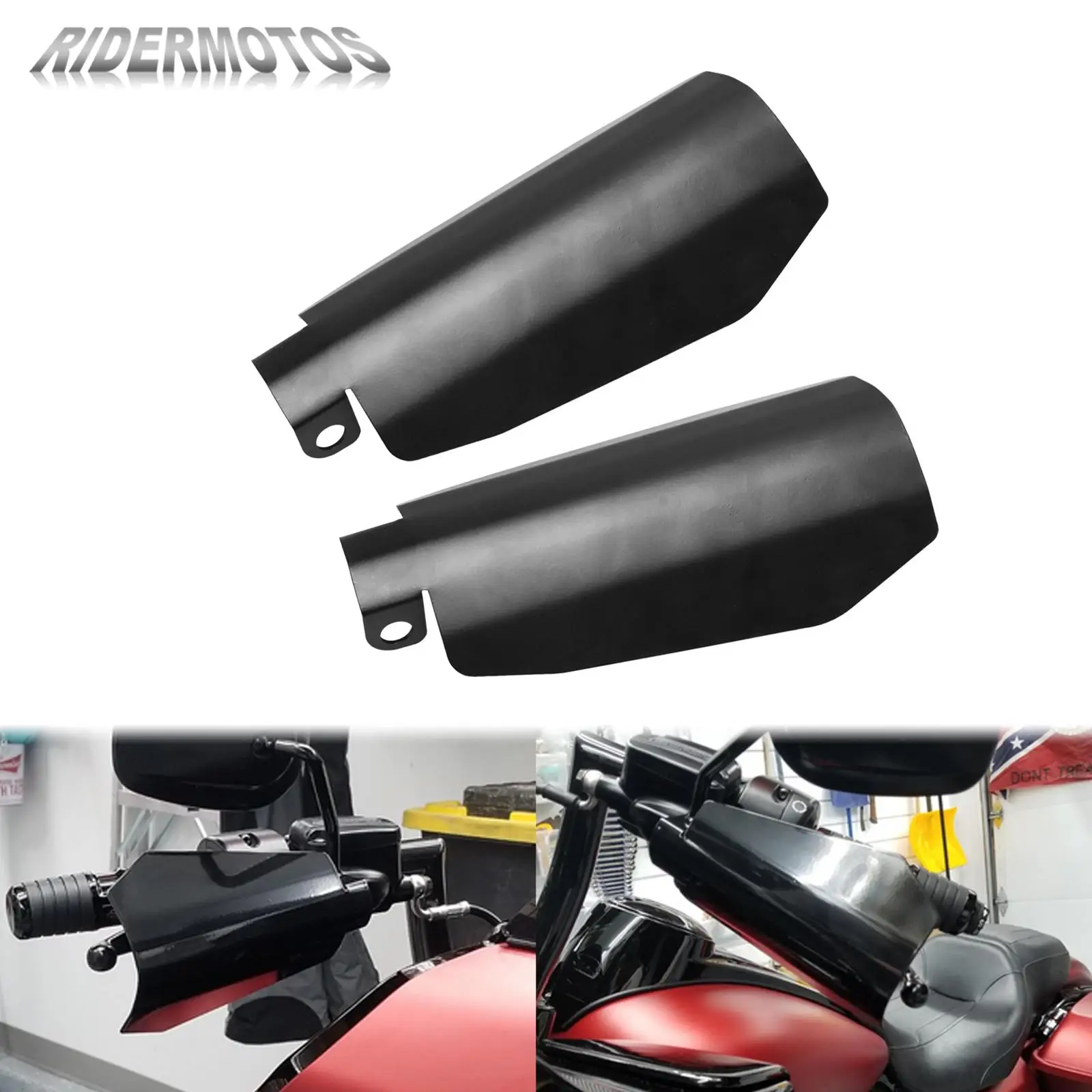2 ЕЛЕМЕНТА Мотоциклетни очила, Матово-черен протектор за ръце, защита от падане на вятъра За Harley Touring Dyna Softail CVO