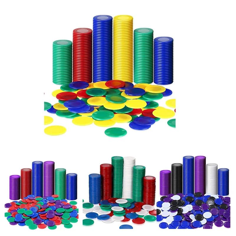 400 броя пластмасови чипове за покер, игрални чипа, 4 цвята броим карти за игра, преброяване на чиповете за игра на бинго.