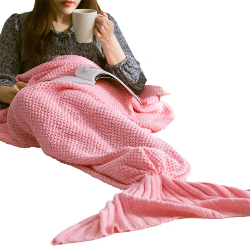 5 Цвята Одеяло с опашка на Русалка, Женски Мек Спален чувал ръчно изработени, Модерно Вязаное одеяла, Покривки за легло за спане с Риба опашка,