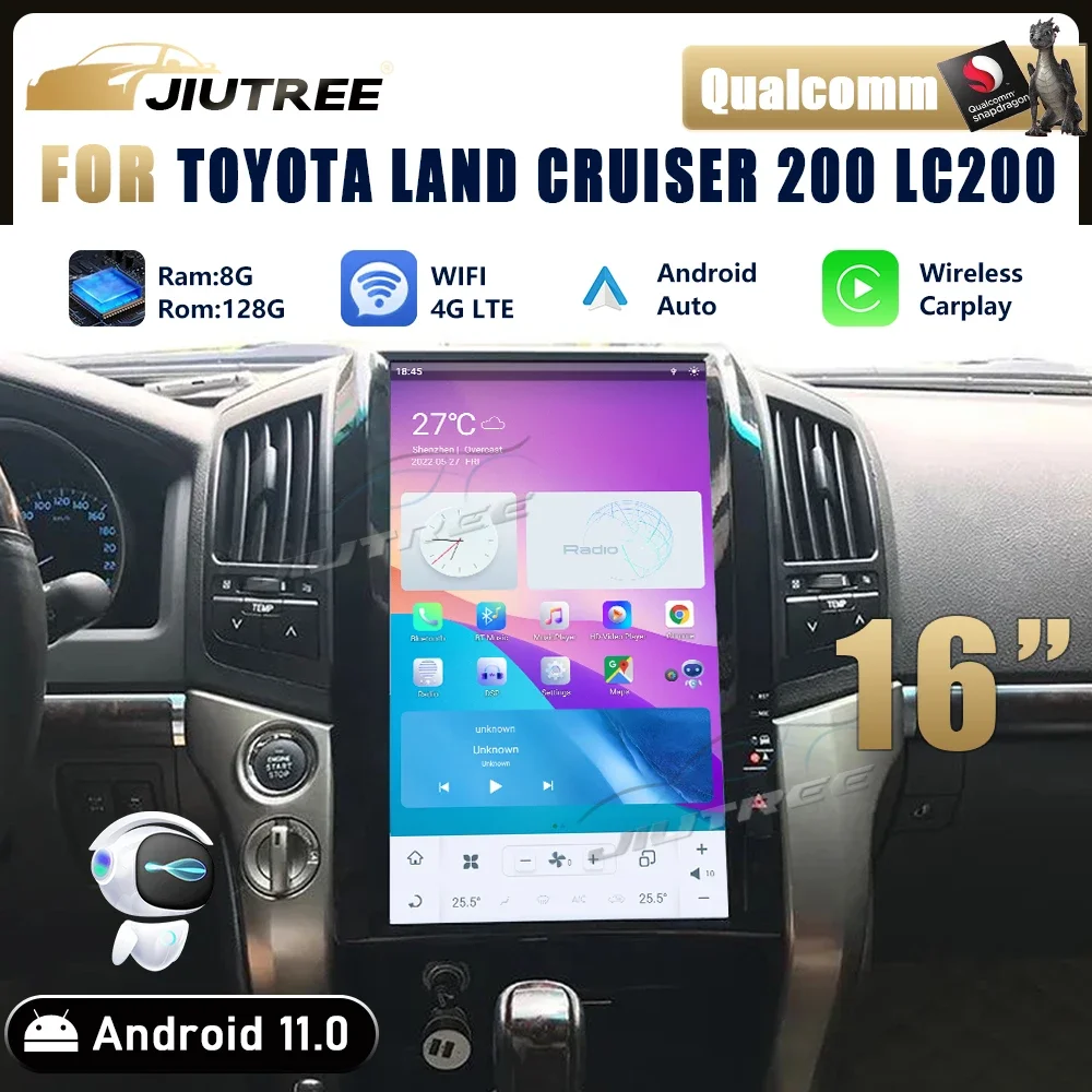 Android 11 Кола Стерео Радио За Toyota Land Cruiser 200 LC200 2007-2015 Мултимедиен Плеър Автоматична GPS Навигация Carplay Главното Устройство