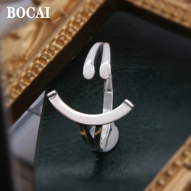 BOCAI 100% Сребро S925 Проба Модерен Усмивка Фараон Персонализирани Модели на Двойки от Мъжки и Дамски Пръстени Подаръци за Свети Валентин