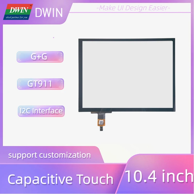 DWIN 10,4-инчов капацитивен сензорен екран с интерфейс Multi Touch I2C TPC104T0008G01V1