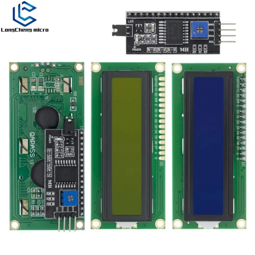 LCD1602 1602 LCD модул Синьо/Жълто-Зелен Екран 16x2 Знаков LCD дисплей PCF8574T PCF8574 IIC I2C Интерфейс 5V за arduino