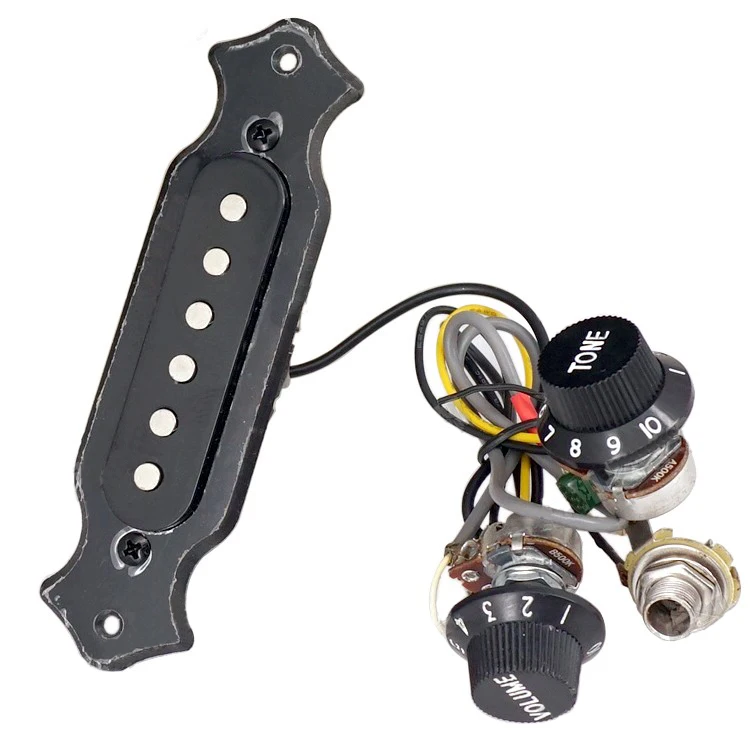 MI0301 Теглене на кабели с предварително отвор за китара за кутии за пури с 4 и 6 струни, черен