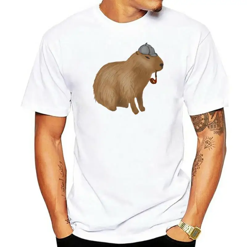 one yona Capybara Тениска Шерлок Капибара Тениска С къс ръкав на Мъжка Риза 4xl Модна Тениска от 100 Памук С забавен принтом
