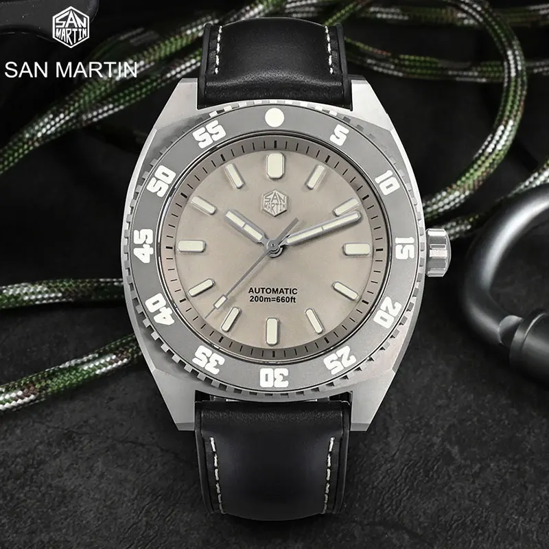 San Martin 43 мм Титанов луксозни мъжки часовник за водолази 5-ти клас Sapphire Sports Seagull ST2100-Автоматични механични часовници с светимостью 20 бар