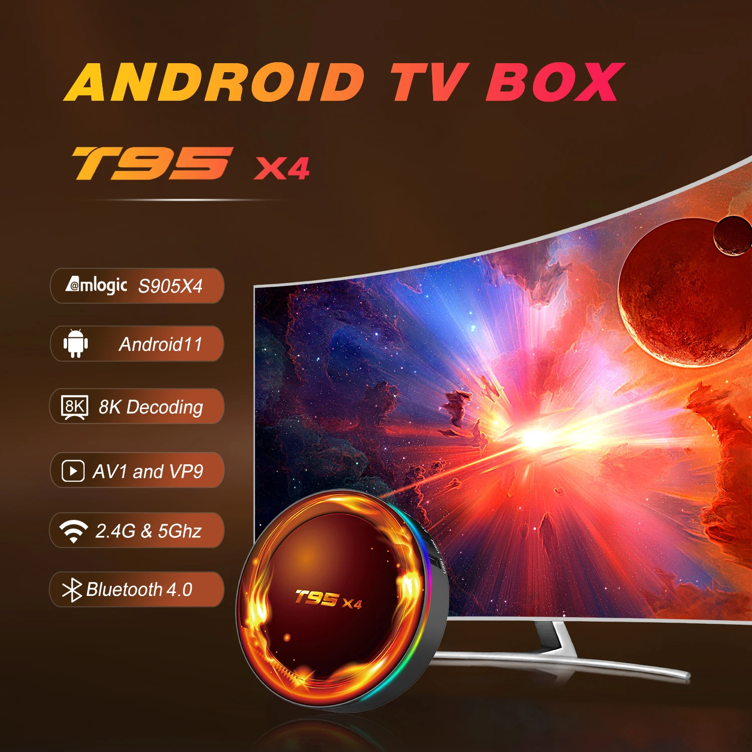 T95X4 Smart Tv box Android 11 Amlogic S905X4 4G 32G 64G 2,4 G 5G Двойна wifi С BT4.0 AV1 И VP9 8K Телеприставка мултимедиен плейър