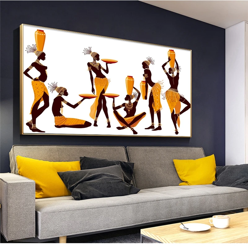 Абстрактна живопис с маслени бои, за африкански жени, стенни плакати и щампи, стенно изкуство за всекидневната, декорация на дома, модерна стенни живопис без рамка