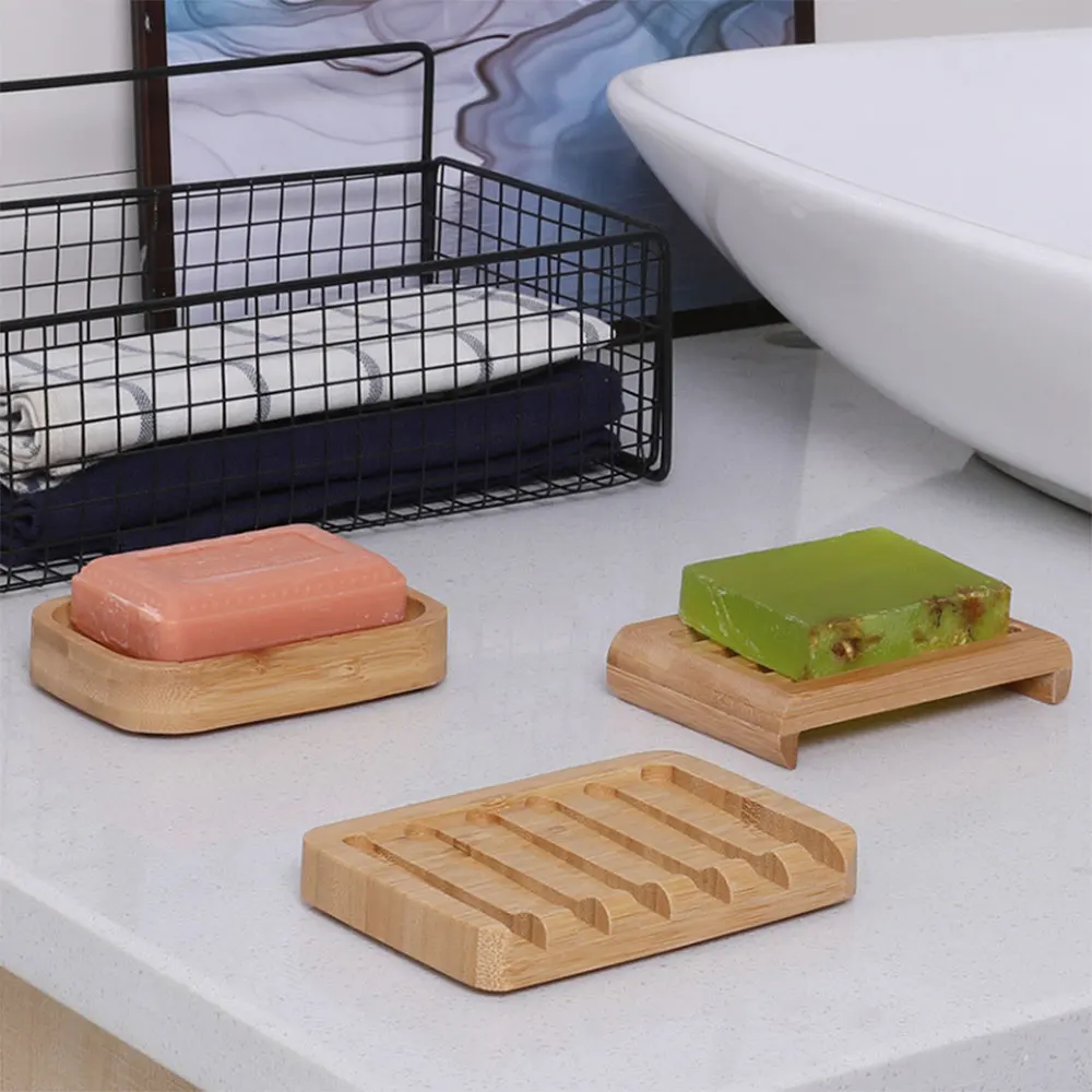 Бамбук държач за сапун Гъба За душ Сливное устройство за сапун Тенис на Тавата За съхранение на Преносим препарат за съдове Аксесоари за баня