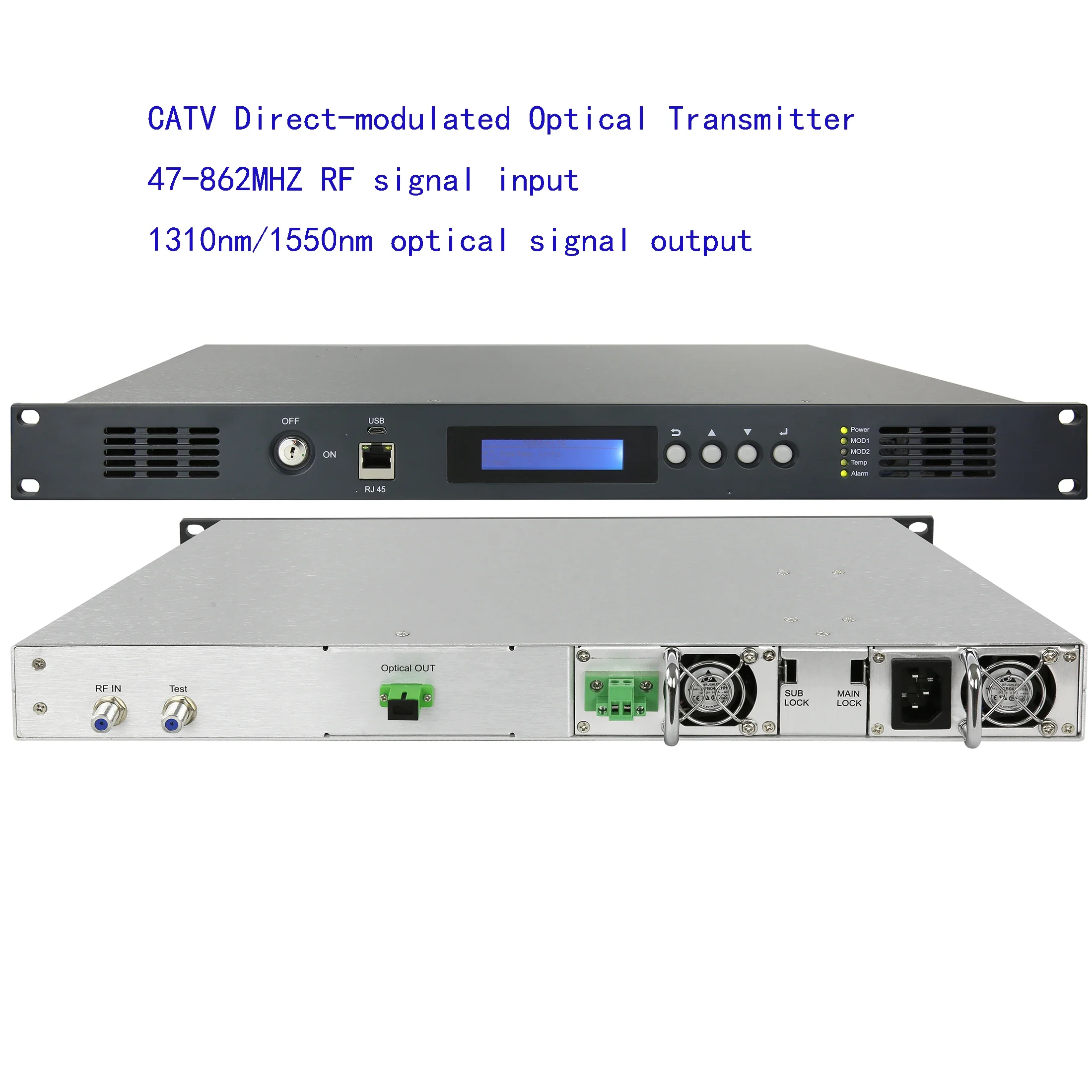безплатна доставка на Оптичен предавател с КАБЕЛНА телевизия с директна модулация, конвертор RF в оптичен, оптичен предавател 1310 нм/1550 nm