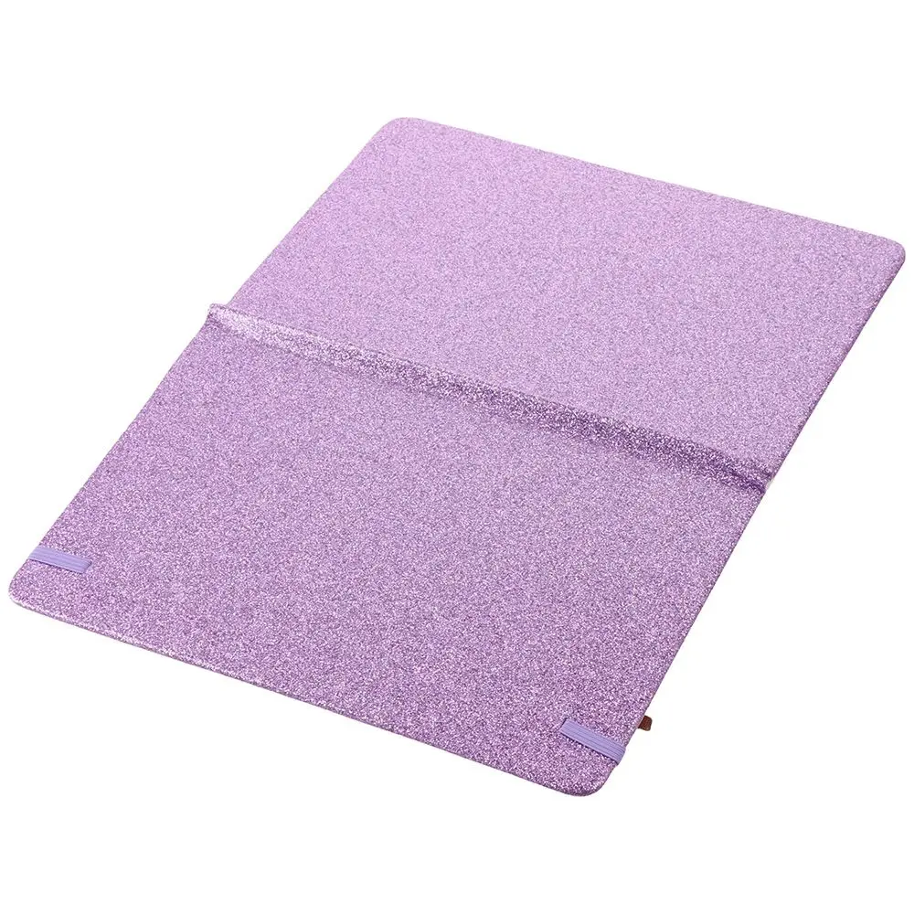 Бележник с пайети формат А5 е на ластик, от 100 страници на лигавицата, Notepad purple ремешке, подложка от дебела хартия, офис бележника