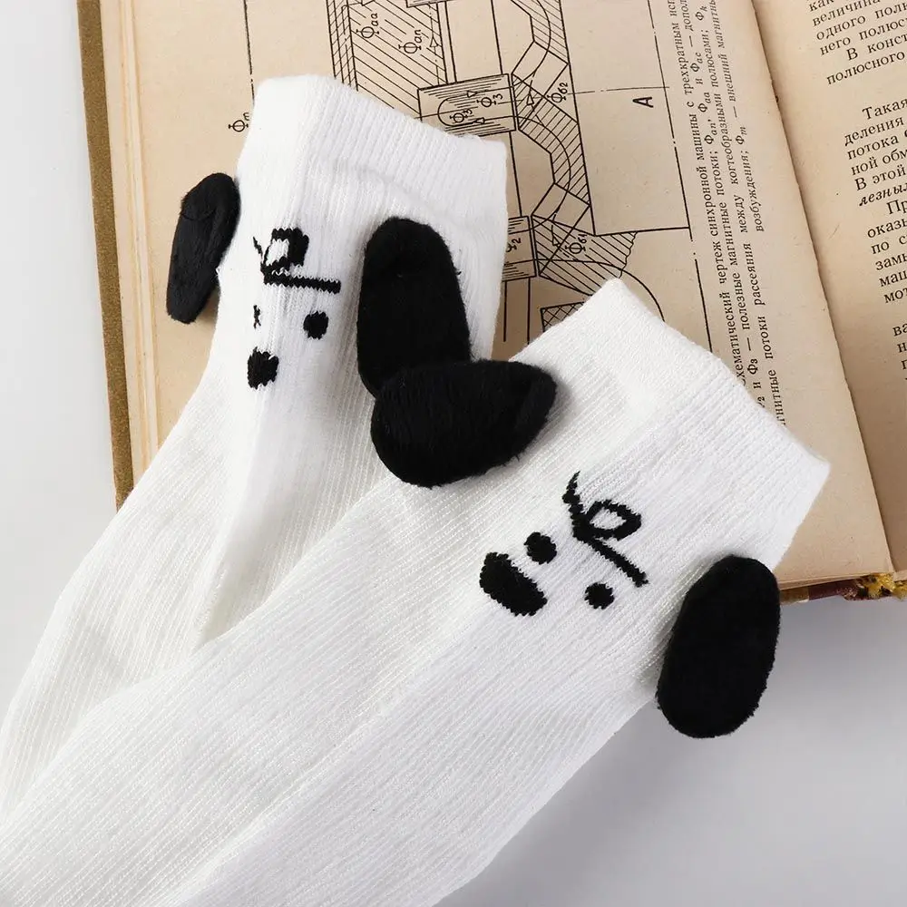 Бели чорапи с собачьими уши, Сладък Японски чорапи за 3D кукли-на кученцата, Двойка трикотажни чорапи в стил Харадзюку с животни