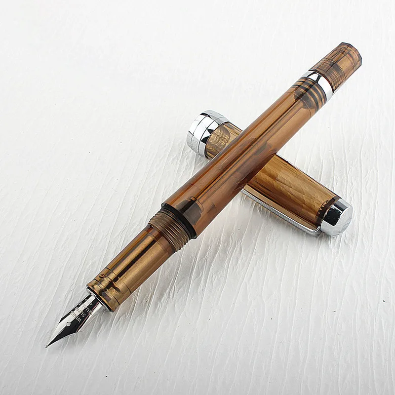 Бизнес офис акрилна поршневая писалка с тънък иридиевым фитил и сребро клипс 0,5 мм Чернильная дръжка за офис писма Подарък дръжка