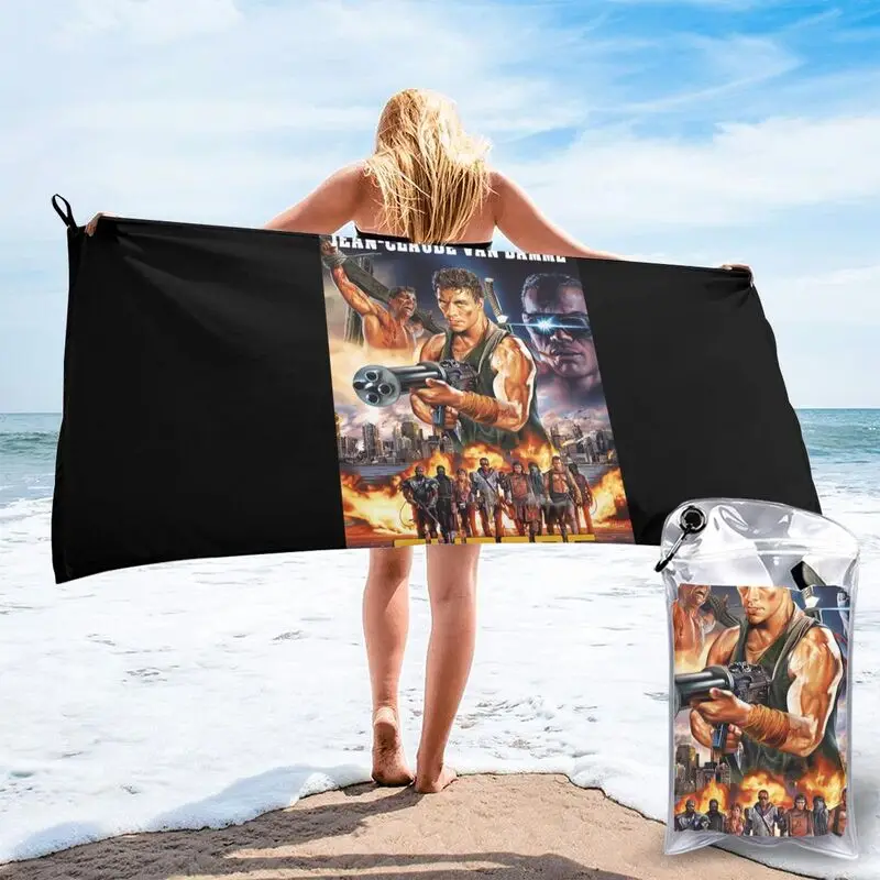 Быстросохнущее кърпа Jean Claude Van Damme Cyborg, голямо гладко впитывающее кърпа за баня