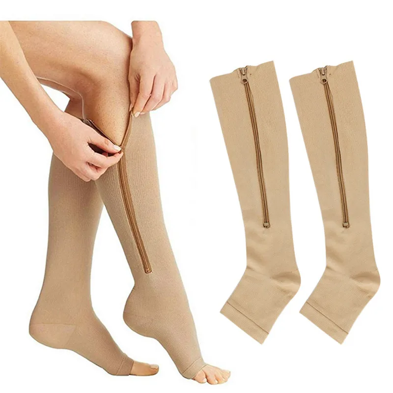 Высокоэластичные компресия чорапи унисекс с цип, Професионална защита на краката, Дълги Чорапи За мъжете и жените, Дишаща, бързо съхнещи