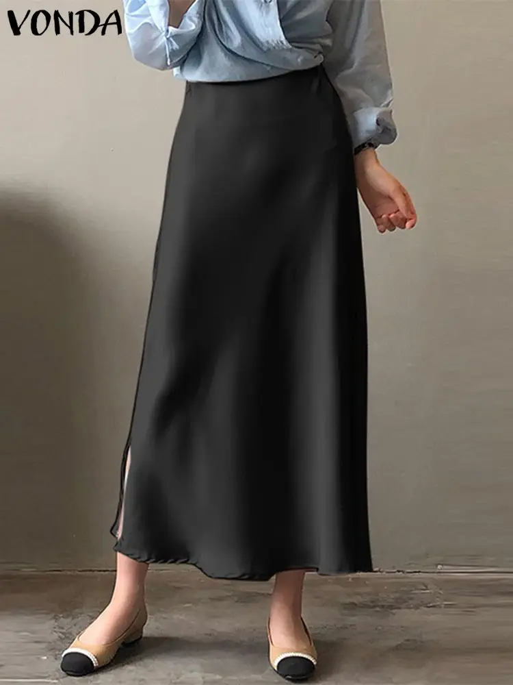 Дамски модни обикновена поли VONDA 2023, елегантен офис Макси поли с петна трапецовидна форма, дамски есенни секси вечерни топене оверсайз