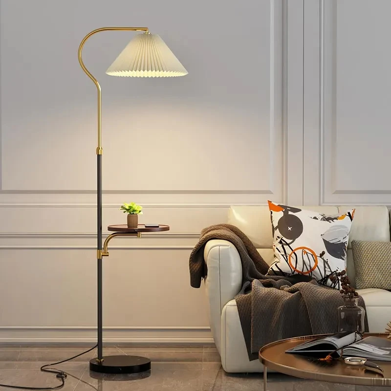 Дизайн торшера в скандинавски стил, led лампа за дневна, нощни диван за спални, декорация на дома, текстилен лампа, златни