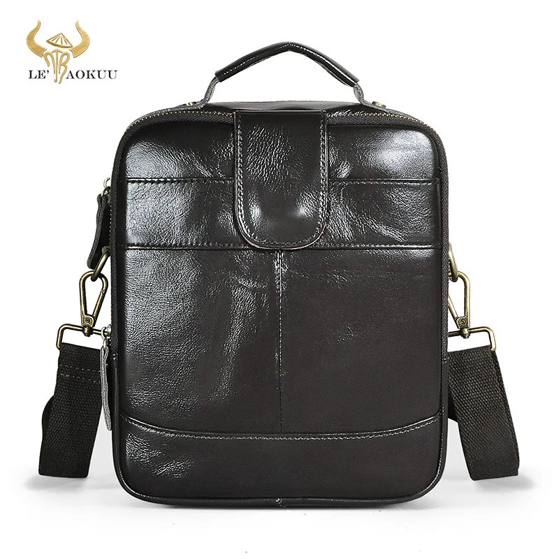 Дизайнерска чанта-месинджър от масло-восък на кожата с пагон по рамото за мъже, реколта мъжки чанти Mochila 9,8 