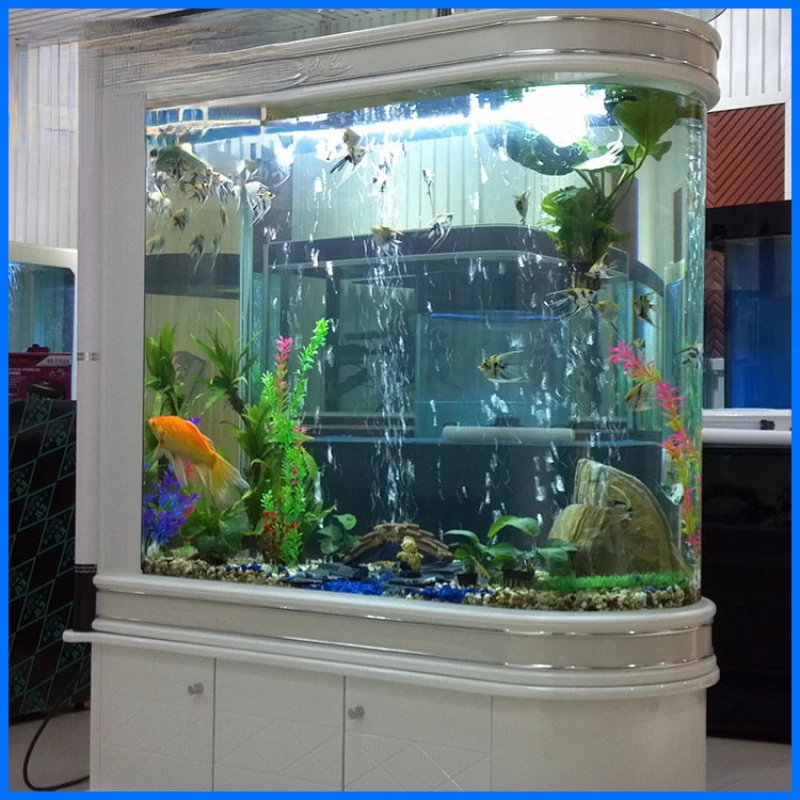 Еко аквариум за аквариумни риби Bullet с голям екран, среден ултра бяло стъкло дънен филтър