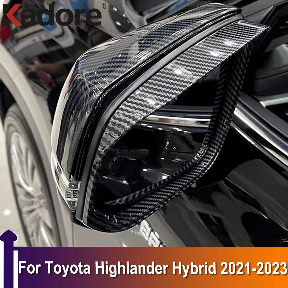 За Toyota Highlander Hybrid 2021 2022 2023, Странична врата, изработени от въглеродни влакна, Огледало за обратно виждане, козирка от дъжд, рамка със стикер, Автомобилен стайлинг