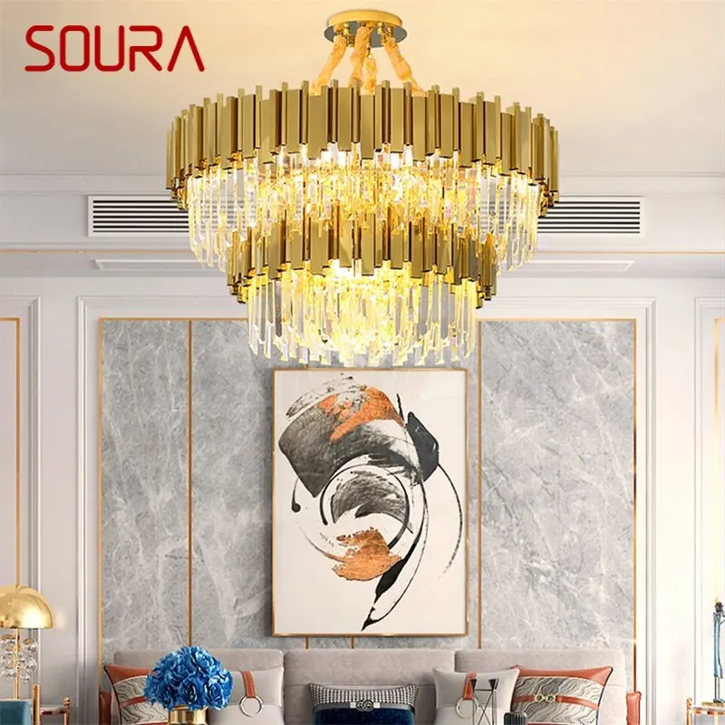 Златен Полилей SOURA Кристален Подвесная лампа Постмодернистский led лампа за дома, хол, трапезария