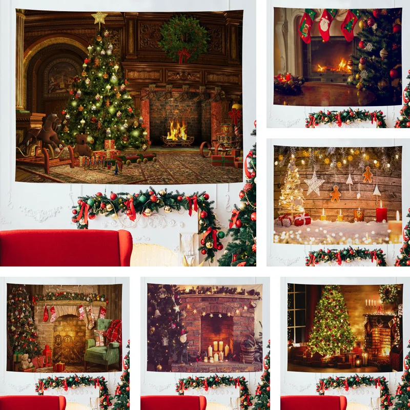 Коледен гоблен, декорация на дома, в европейския и американския стил, фонова материя за спалня, може да се коригира