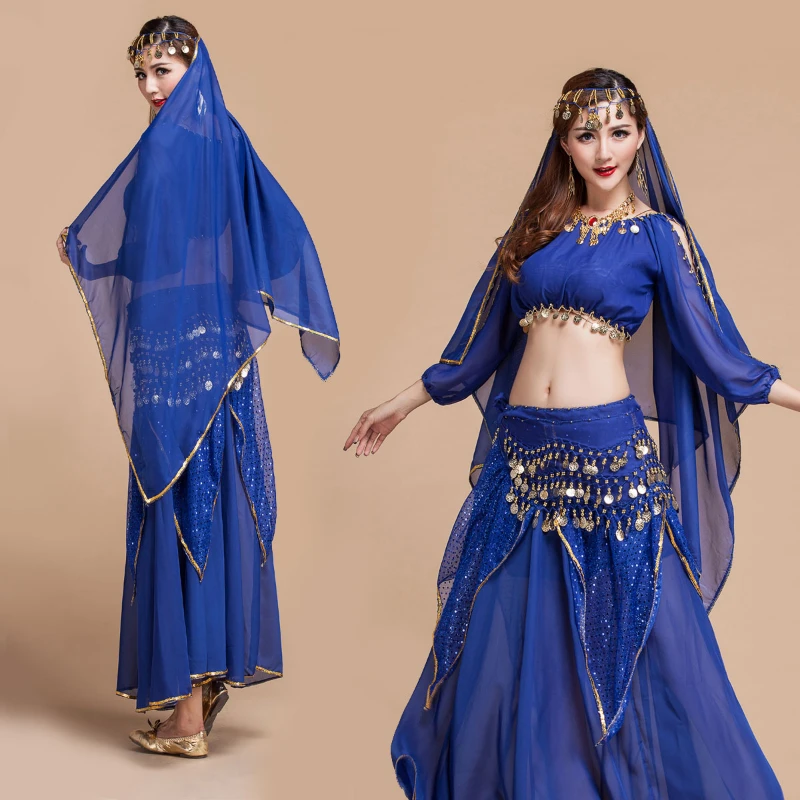 Комплект женски костюми за танци, облекла за Болливудских танци, танцови облекла за Хелоуин, карнавал bellywood, костюм на индийската танцьорка