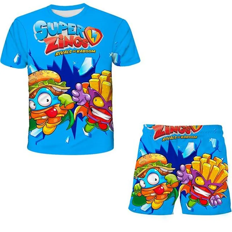 Комплекти детски дрехи на Супер Zings, Летни детски ризи с къси ръкави, къси панталони, костюми, детски ежедневни костюми в стил аниме